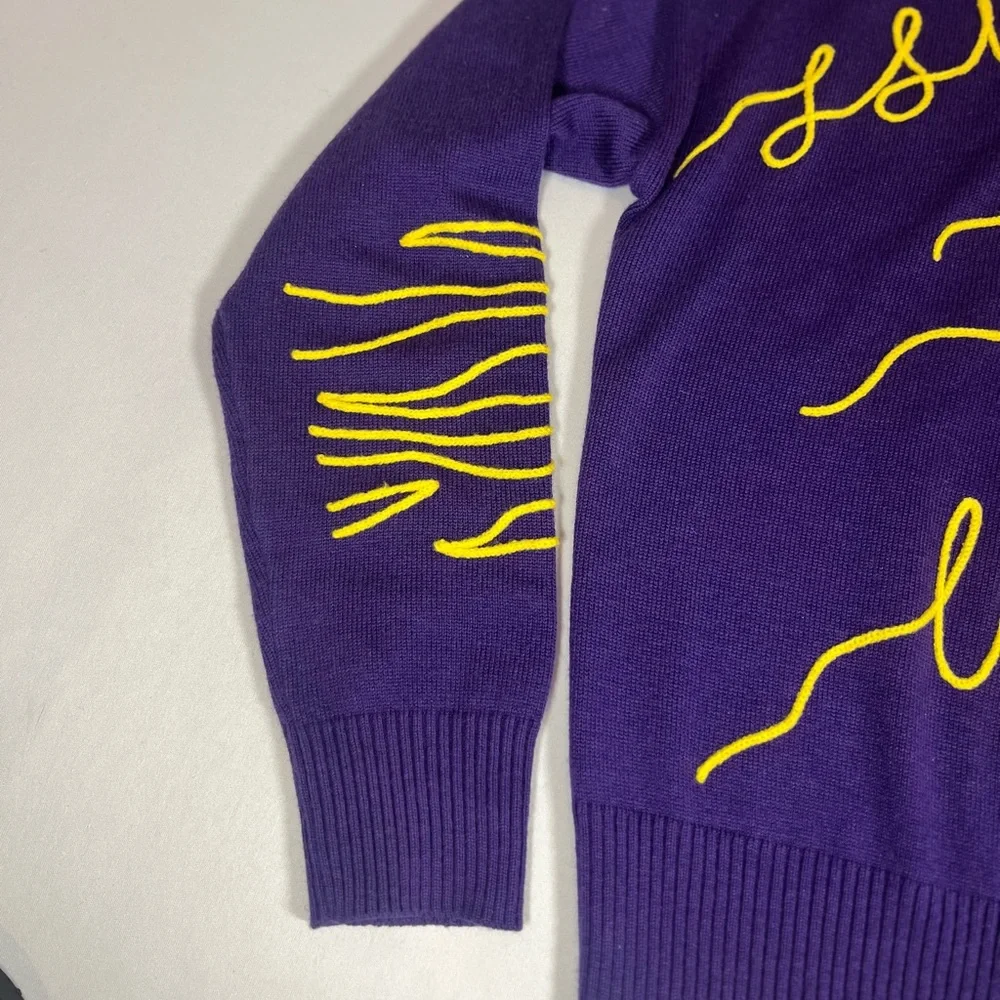 KadyLuxe Women's Purple LSU Tigers Love Note Embroidered Sweater- Small - Picture 8 of 12